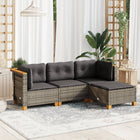 4-delige Loungeset met kussens poly rattan grijs