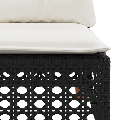 4-delige Loungeset met kussens poly rattan zwart
