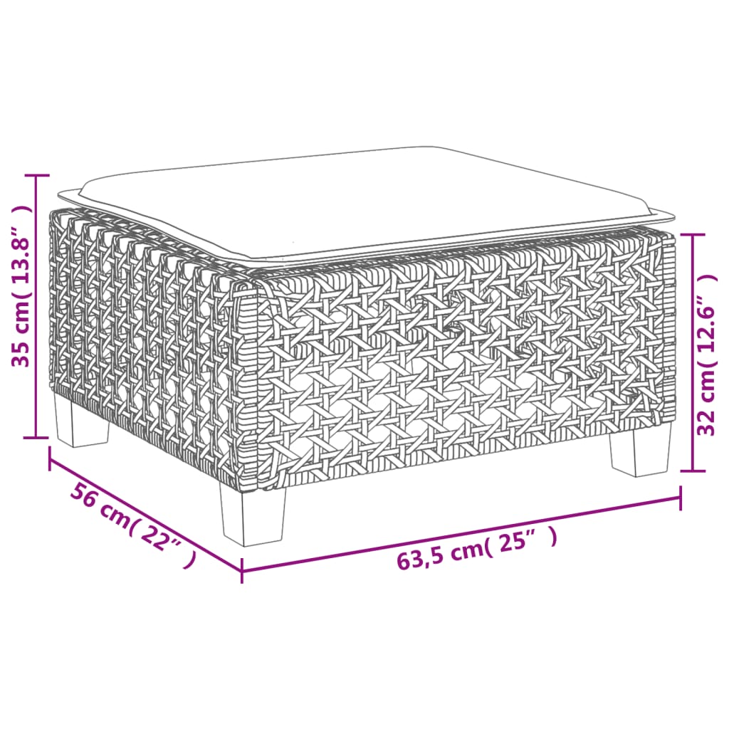 4-delige Loungeset met kussens poly rattan grijs