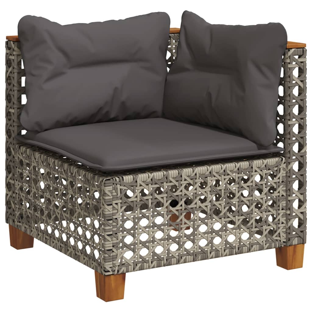4-delige Loungeset met kussens poly rattan grijs