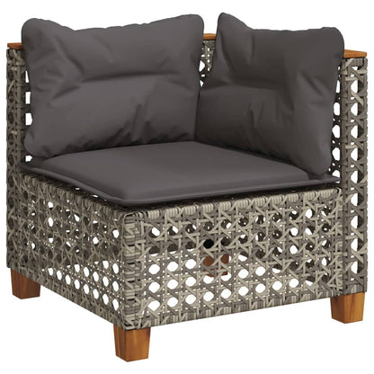 4-delige Loungeset met kussens poly rattan grijs
