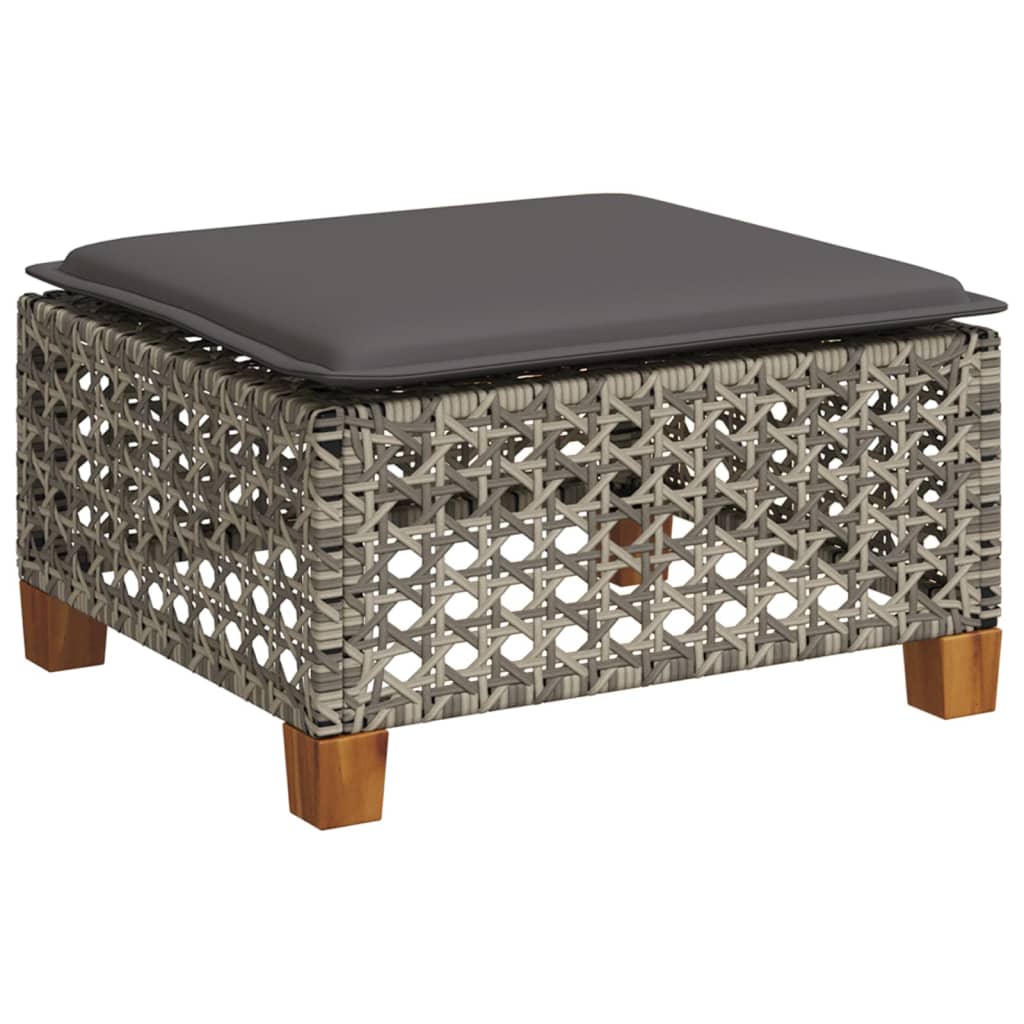 4-delige Loungeset met kussens poly rattan grijs