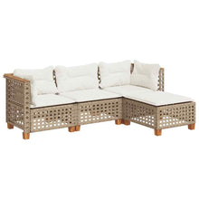 4-Delige Loungeset Met Kussens Poly Rattan Beige Lijngeweven