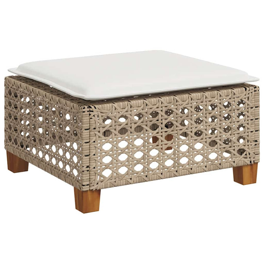4-Delige Loungeset Met Kussens Poly Rattan Beige Lijngeweven