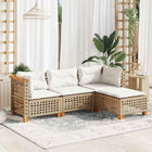 4-piece Lounge Set with Cushions Poly Rattan Beige