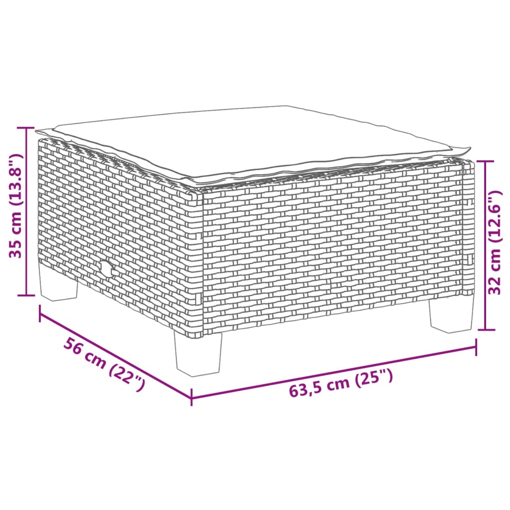 5-delige Loungeset met kussens poly rattan zwart
