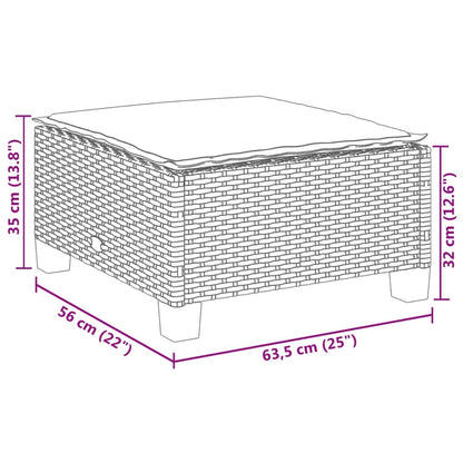 5-delige Loungeset met kussens poly rattan zwart
