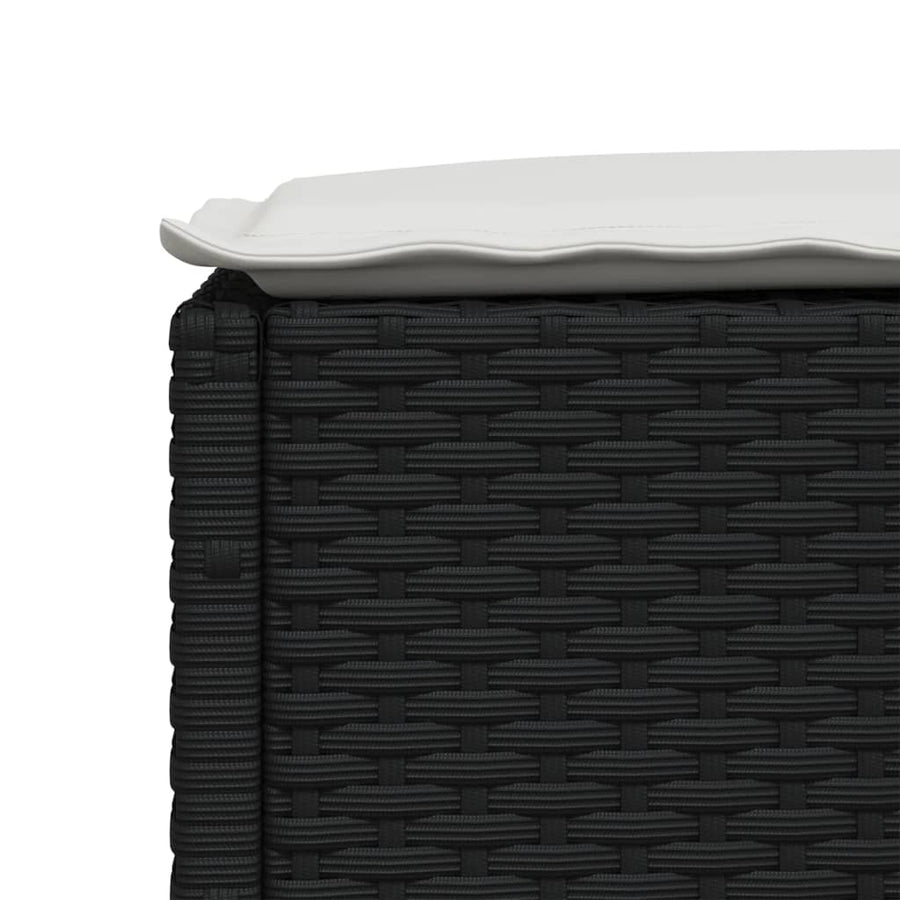 5-delige Loungeset met kussens poly rattan zwart