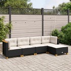 5-delige Loungeset met kussens poly rattan zwart