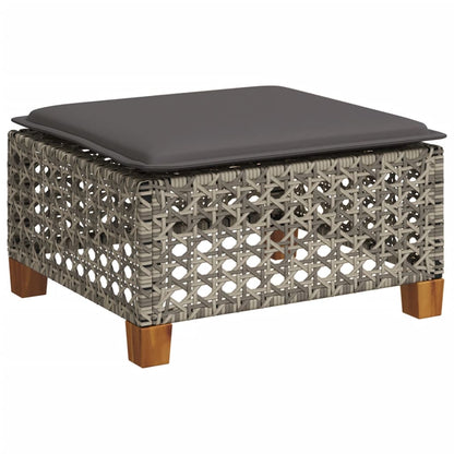 5-delige Loungeset met kussens poly rattan grijs