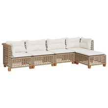 5-Delige Loungeset Met Kussens Poly Rattan Beige 1 gat weven