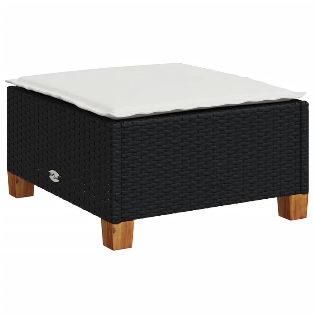 6-delige Loungeset met kussens poly rattan zwart