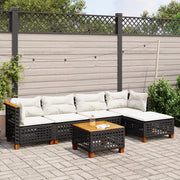 Loungeset 6-delig poly rattan zwart