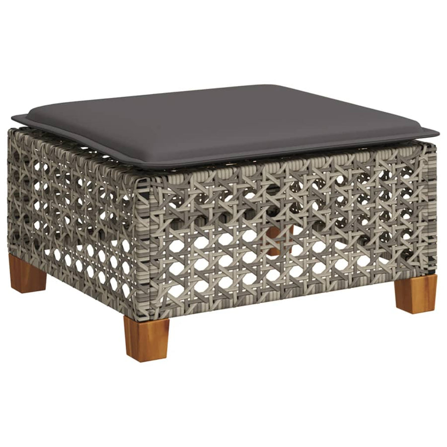 6-delige Loungeset met kussens poly rattan grijs