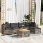 Loungeset 6-delig poly rattan grijs