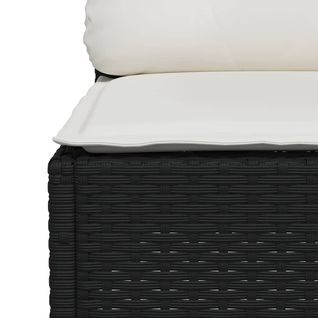 4-delige Loungeset met kussens poly rattan zwart