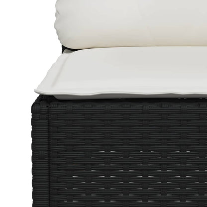 4-delige Loungeset met kussens poly rattan zwart