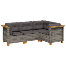 4-delige Loungeset met kussens poly rattan grijs
