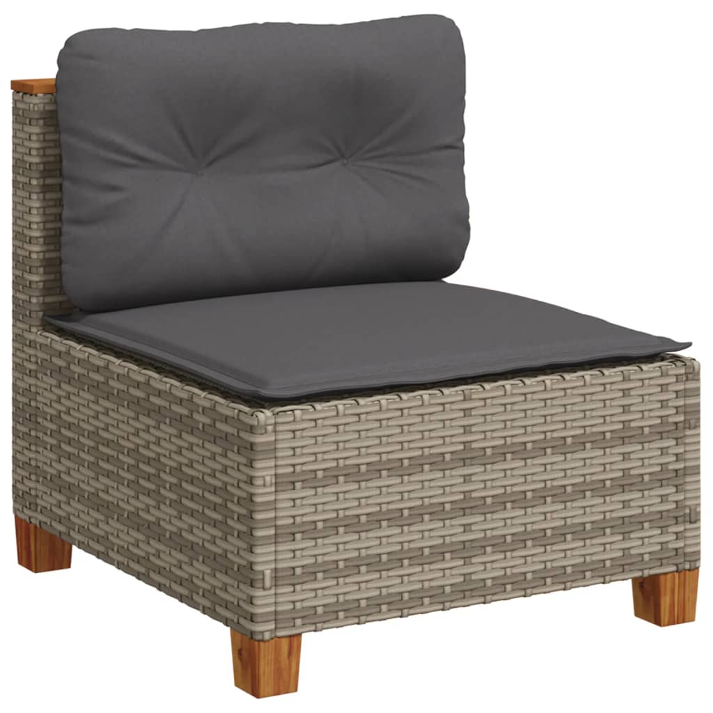 4-delige Loungeset met kussens poly rattan grijs