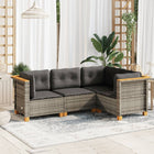 4-delige Loungeset met kussens poly rattan grijs