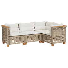 4-Delige Loungeset Met Kussens Poly Rattan Beige 1 gat weven
