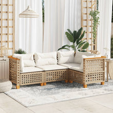 4-Delige Loungeset Met Kussens Poly Rattan Beige 1 gat weven