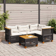 Loungeset 5-delig poly rattan zwart