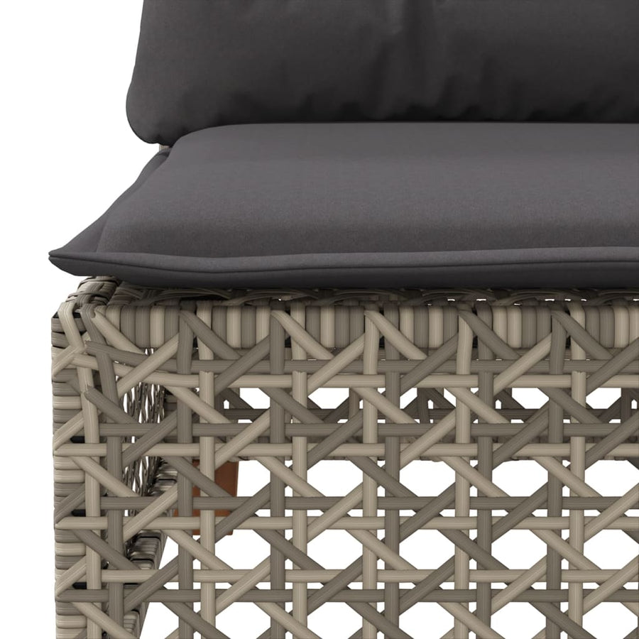 5-delige Loungeset met kussens poly rattan grijs