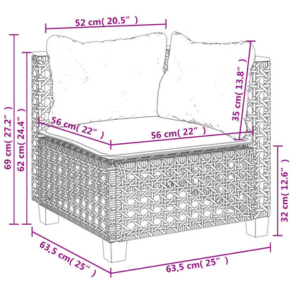 5-Delige Loungeset Met Kussens Poly Rattan Beige 1 gat weven