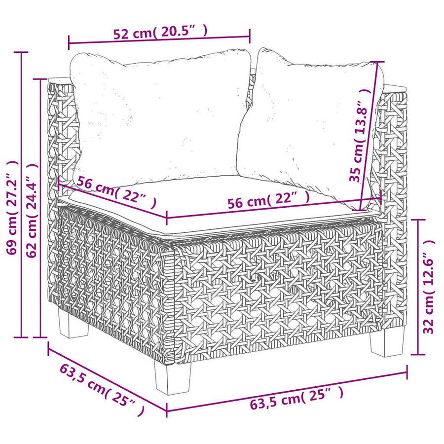 5-Delige Loungeset Met Kussens Poly Rattan Beige 1 gat weven