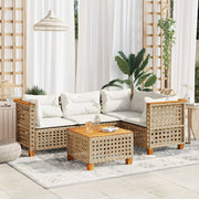 Loungeset 5-delig poly rattan beige