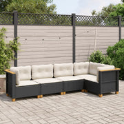 Loungeset 5-delig poly rattan zwart