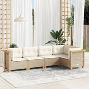 Loungeset 5-delig poly rattan beige