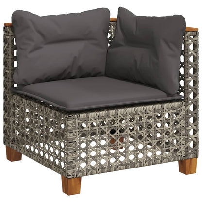 5-delige Loungeset met kussens poly rattan grijs