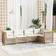 Loungeset 5-delig poly rattan beige