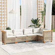 5-Delige Loungeset Met Kussens Poly Rattan Beige 1 gat weven