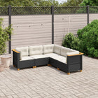 5-delige Loungeset met kussens poly rattan zwart