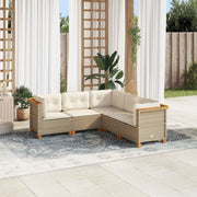 Loungeset 5-delig poly rattan beige