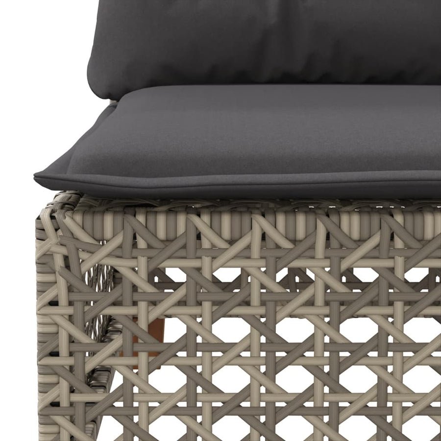 5-delige Loungeset met kussens poly rattan grijs