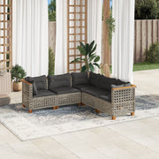 Loungeset 5-delig poly rattan grijs