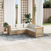 5-Delige Loungeset Met Kussens Poly Rattan Beige 1 gat weven