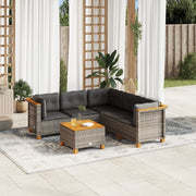 Loungeset 6-delig poly rattan grijs