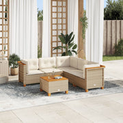 Loungeset 6-delig poly rattan beige