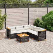 Loungeset 6-delig poly rattan zwart