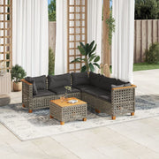 Loungeset 6-delig poly rattan grijs