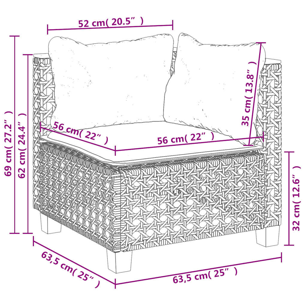 6-Delige Loungeset Met Kussens Poly Rattan Beige 1 gat weven