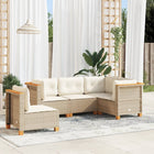 Loungeset 5-delig poly rattan beige