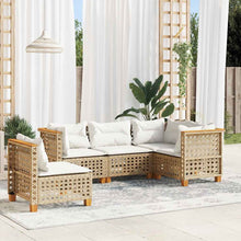 5-Delige Loungeset Met Kussens Poly Rattan Beige 1 gat weven