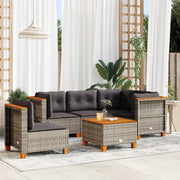 Loungeset 6-delig poly rattan grijs
