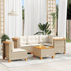 6-piece Lounge Set with cushions poly rattan beige